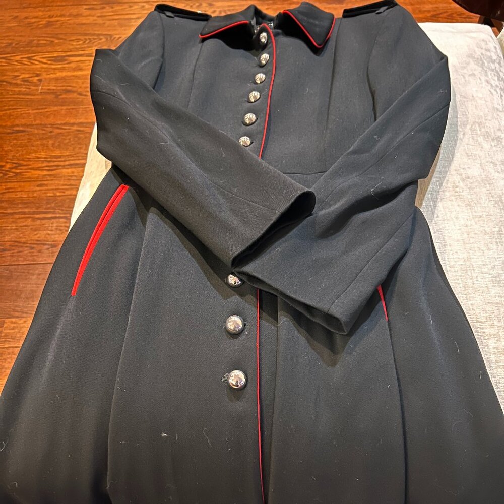 Black and Red Long Peacoat